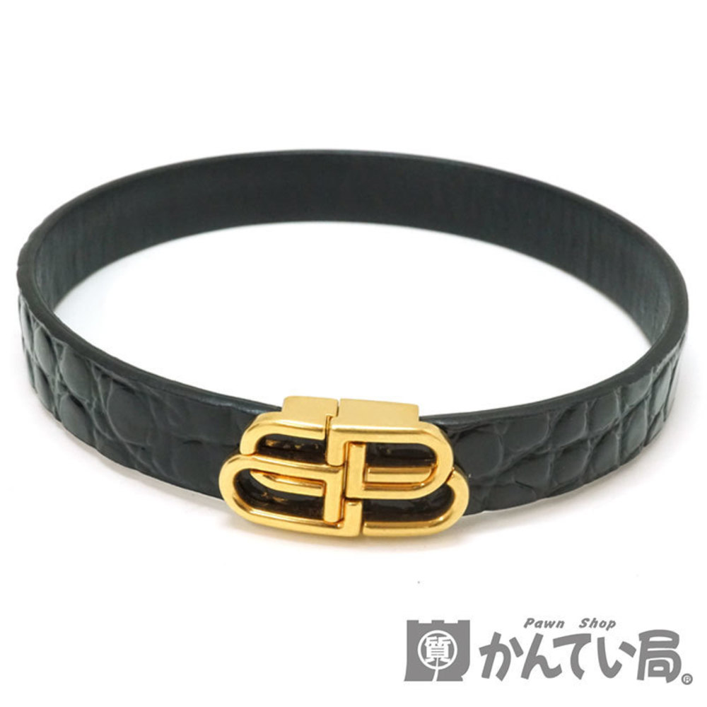 Balenciaga Wrap Accessory Black Double Bracelet Bangle Double Leather